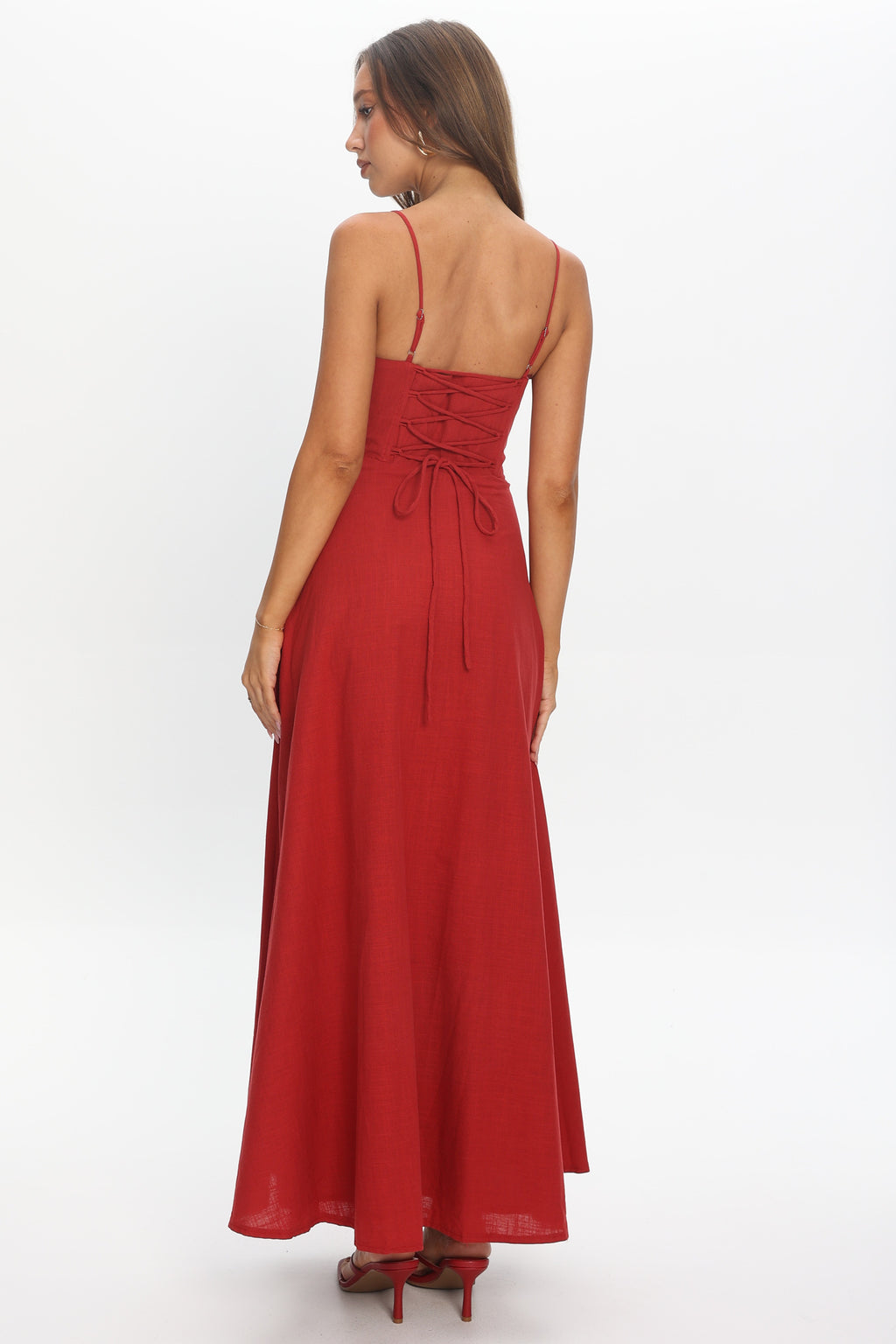 Tifanni Gathered Bust Maxi Dress Red