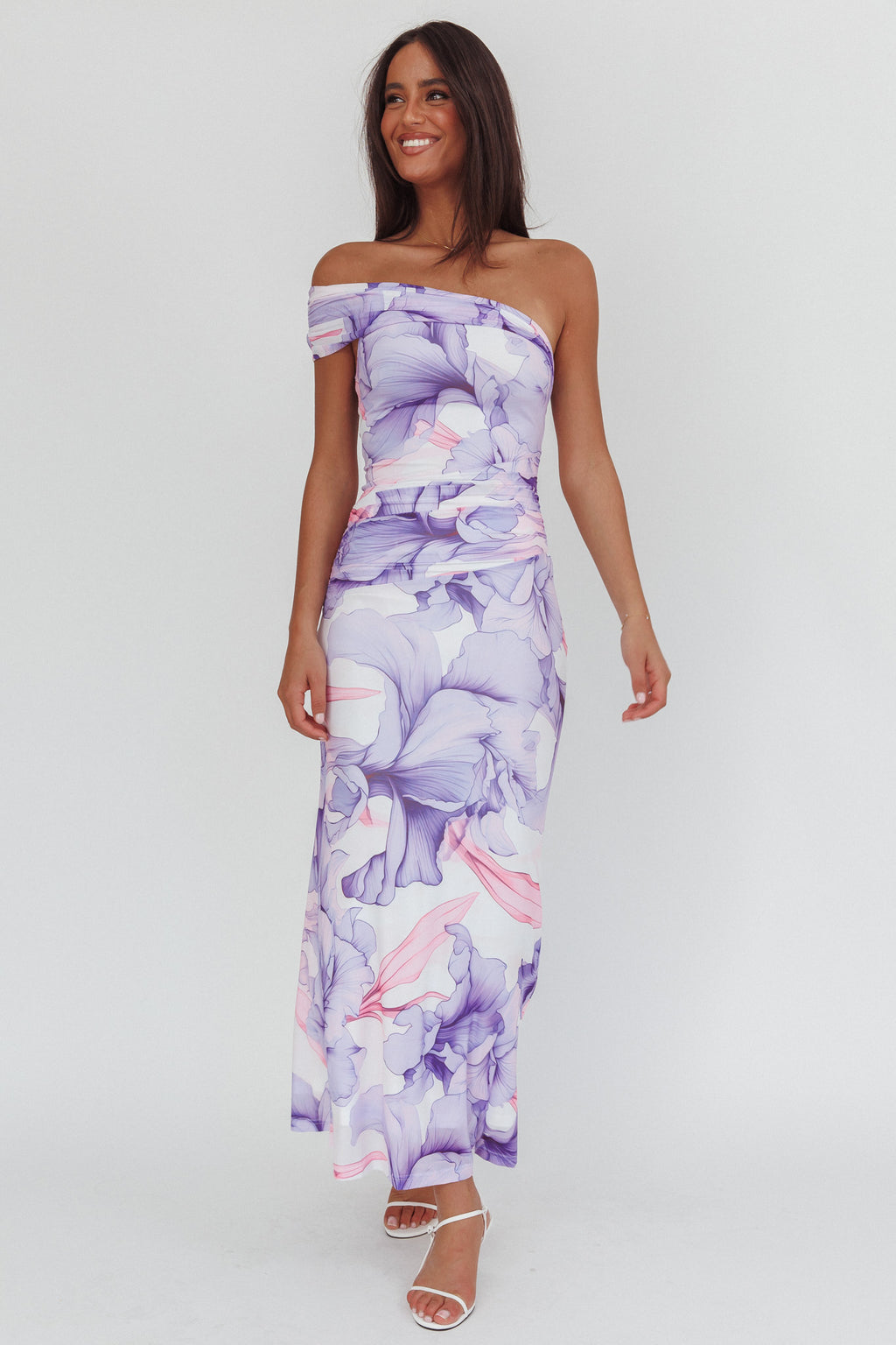 Gala One-Shoulder Maxi Dress Orchid Lilac by Selfie Leslie