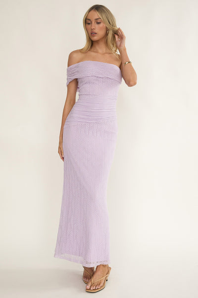 Gala One-Shoulder Textured Maxi Dress Lilac | Selfie Leslie