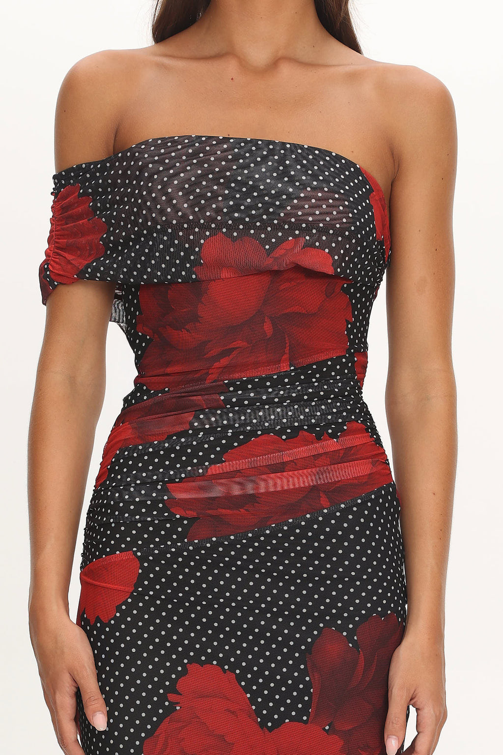 Gala One-Shoulder Maxi Dress Rose Black by Selfie Leslie