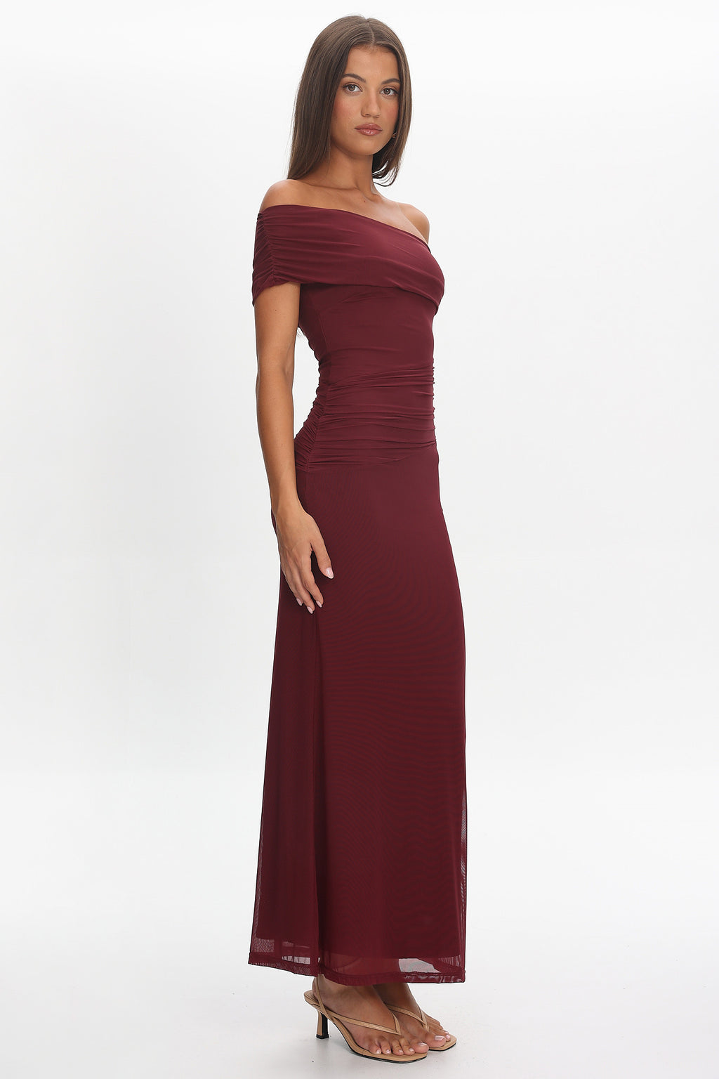 Gala One-Shoulder Maxi Dress Wine by Selfie Leslie