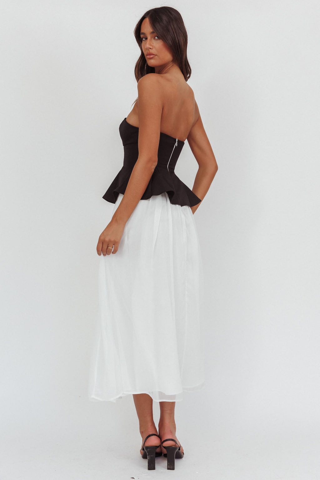 Rebel Peplum Bodice Midi Dress Black by Selfie Leslie