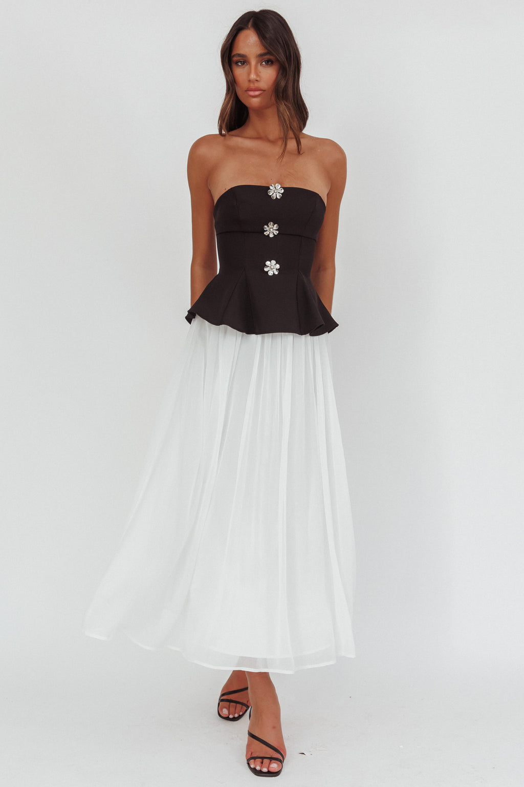 Rebel Peplum Bodice Midi Dress Black by Selfie Leslie