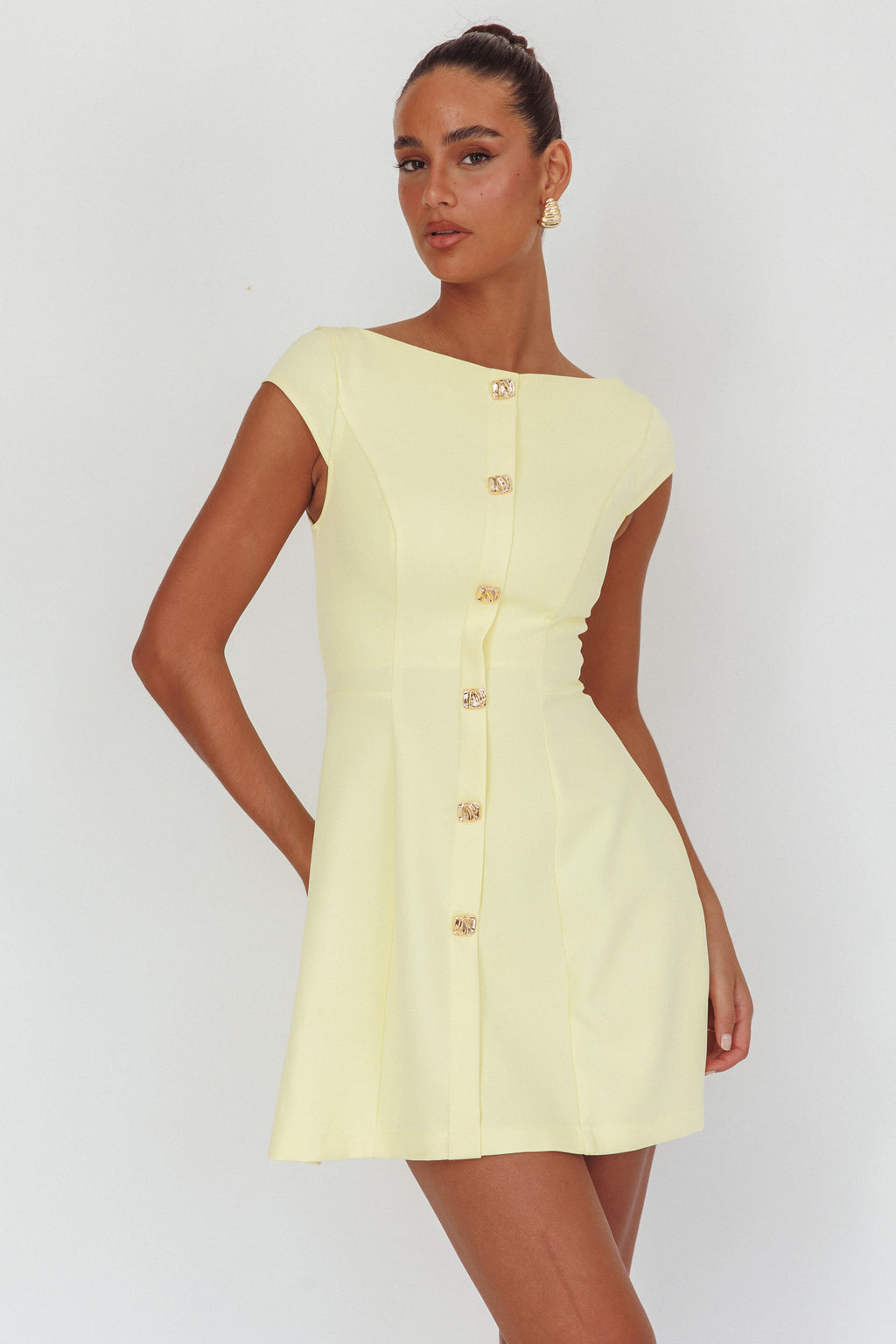 Rebel Cap Sleeve Mini Dress Butter by Selfie Leslie