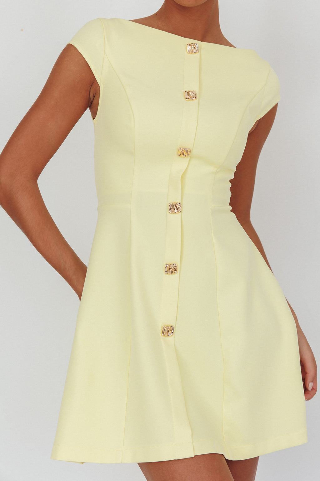 Rebel Cap Sleeve Mini Dress Butter by Selfie Leslie
