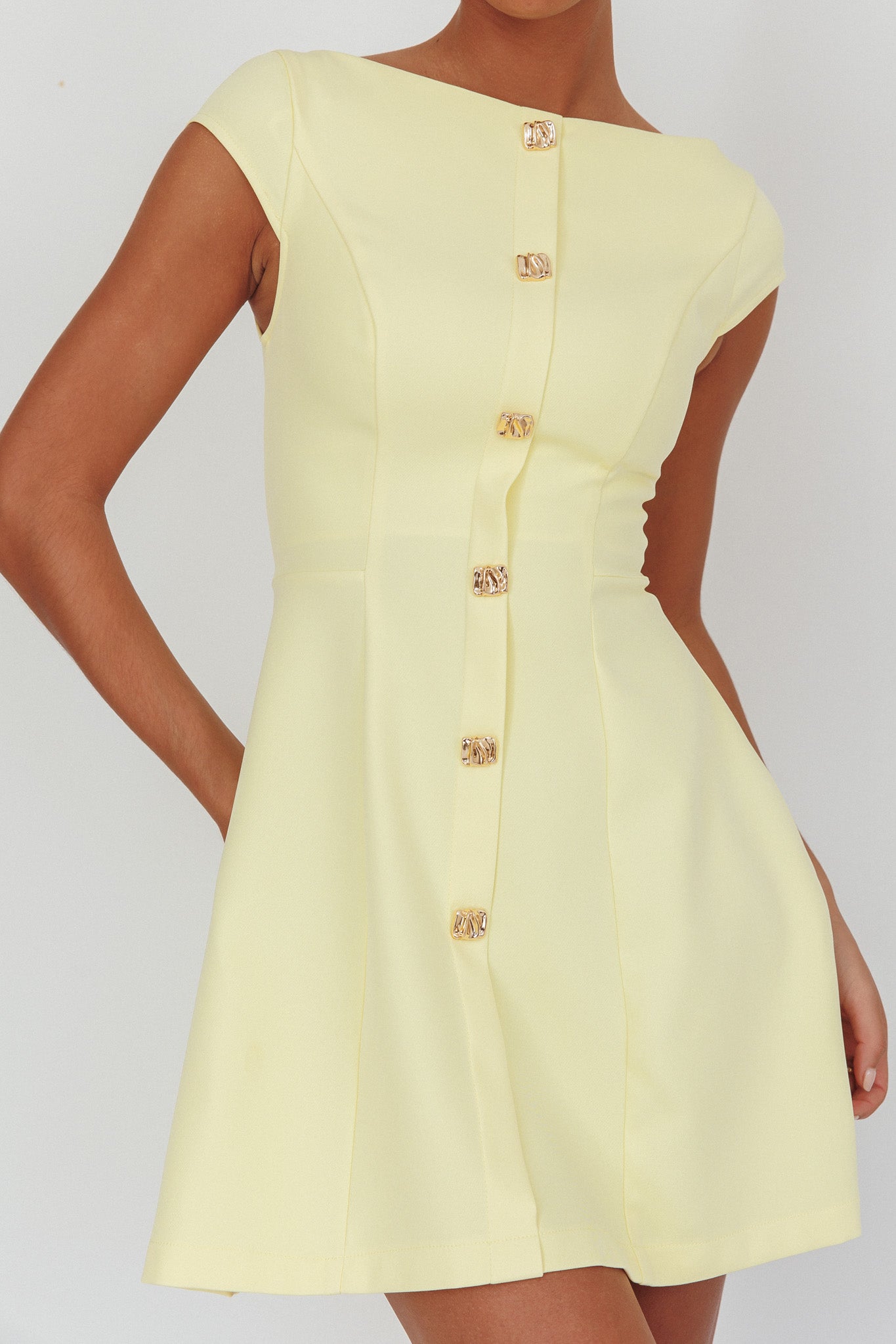 Rebel Cap Sleeve Mini Dress Butter by Selfie Leslie