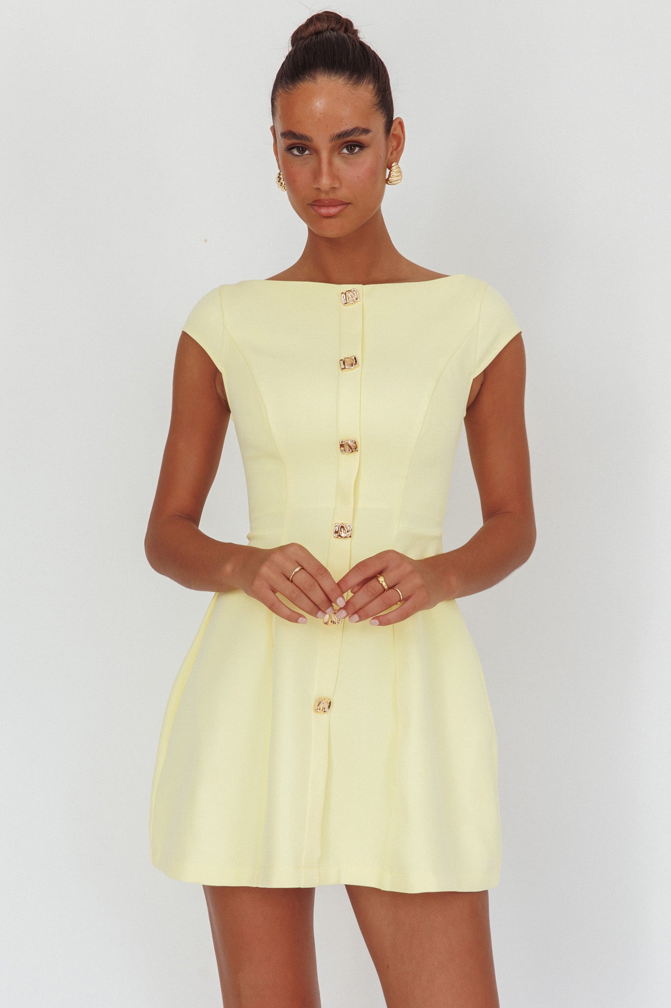 Rebel Cap Sleeve Mini Dress Butter by Selfie Leslie
