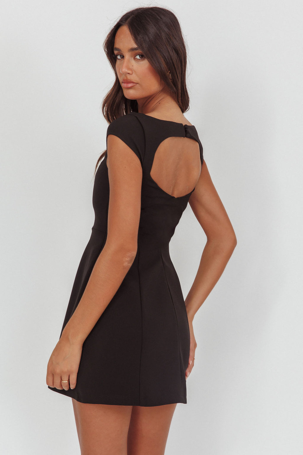 Rebel Cap Sleeve Mini Dress Black by Selfie Leslie