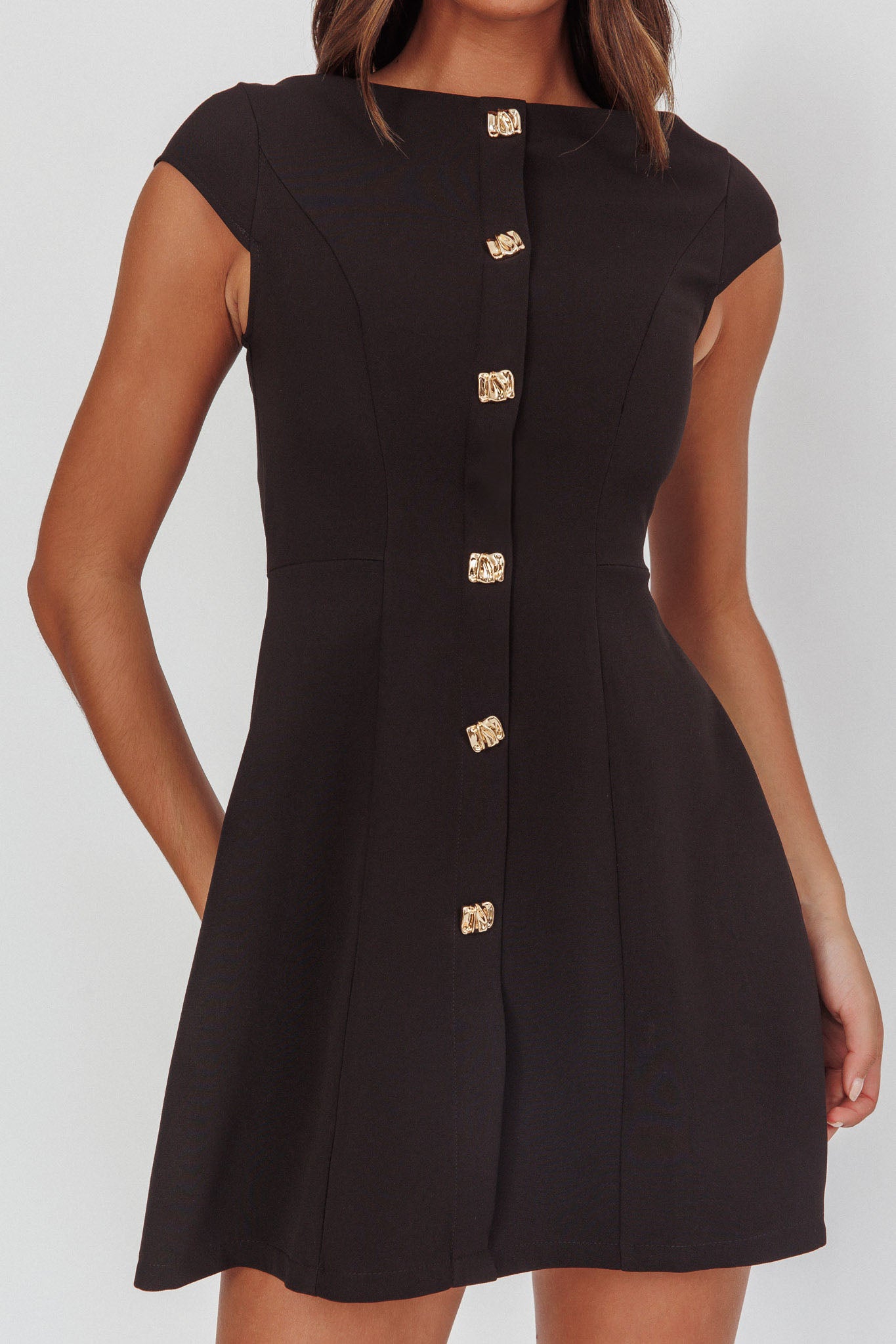 Rebel Cap Sleeve Mini Dress Black Rebel Cap Sleeve Mini Dress Black