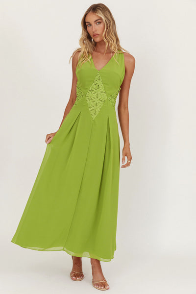 green floral applique dress Wildflower Sun Insert Maxi ProductID: 109530 length double lining for Velvet Sleeveless Midi Dress Color:Hot Red