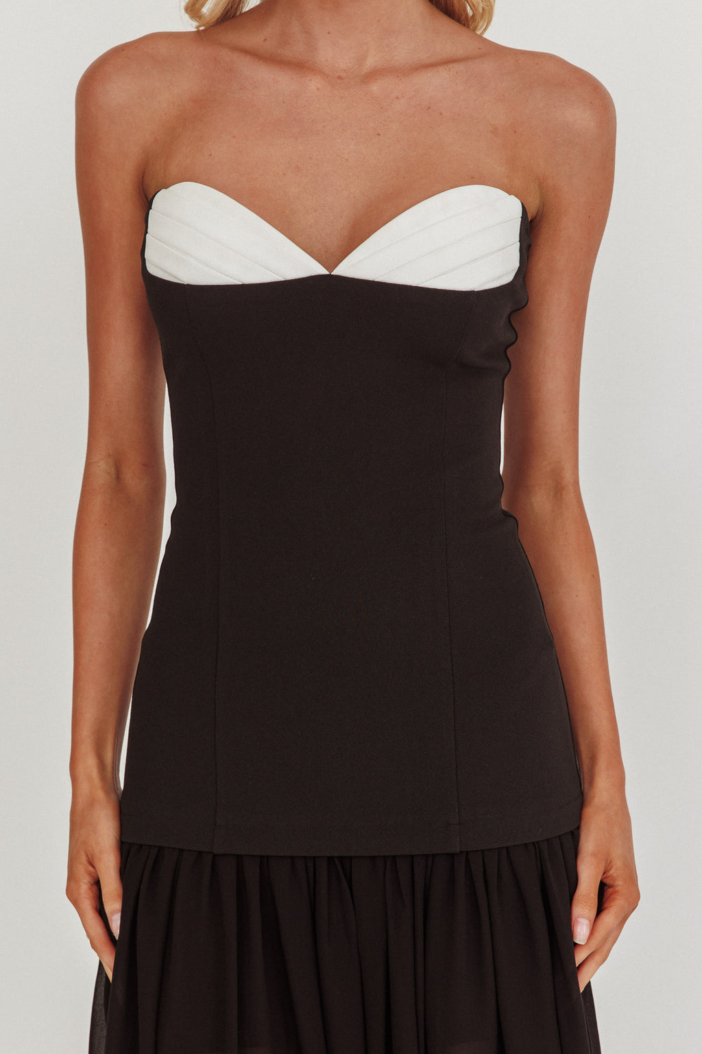 Unspoken Sweetheart Neckline Sheer Hem Maxi Dress Black by Selfie Leslie