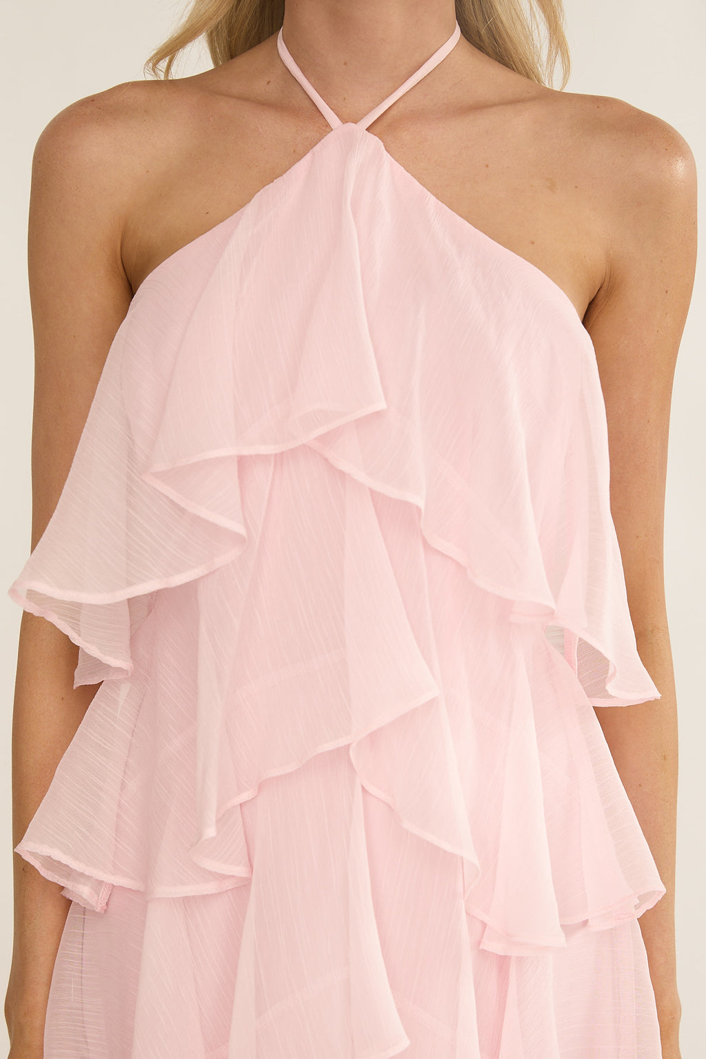 Darylyn Tiered Ruffle Maxi Dress Pink by Selfie Leslie