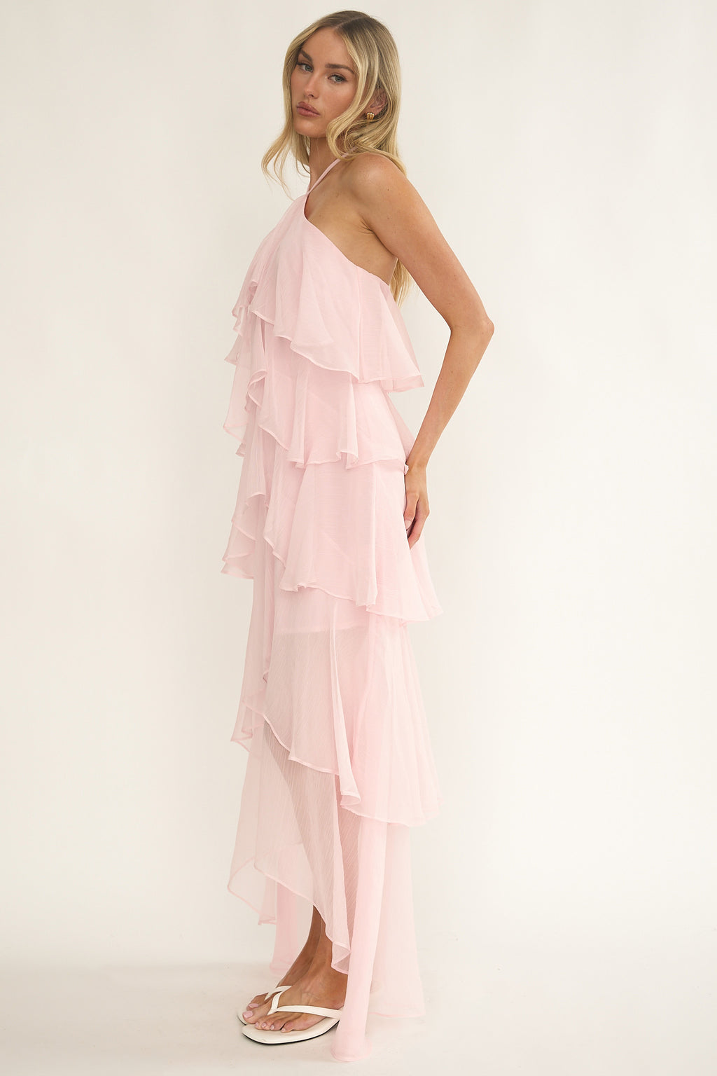 Darylyn Tiered Ruffle Maxi Dress Pink by Selfie Leslie