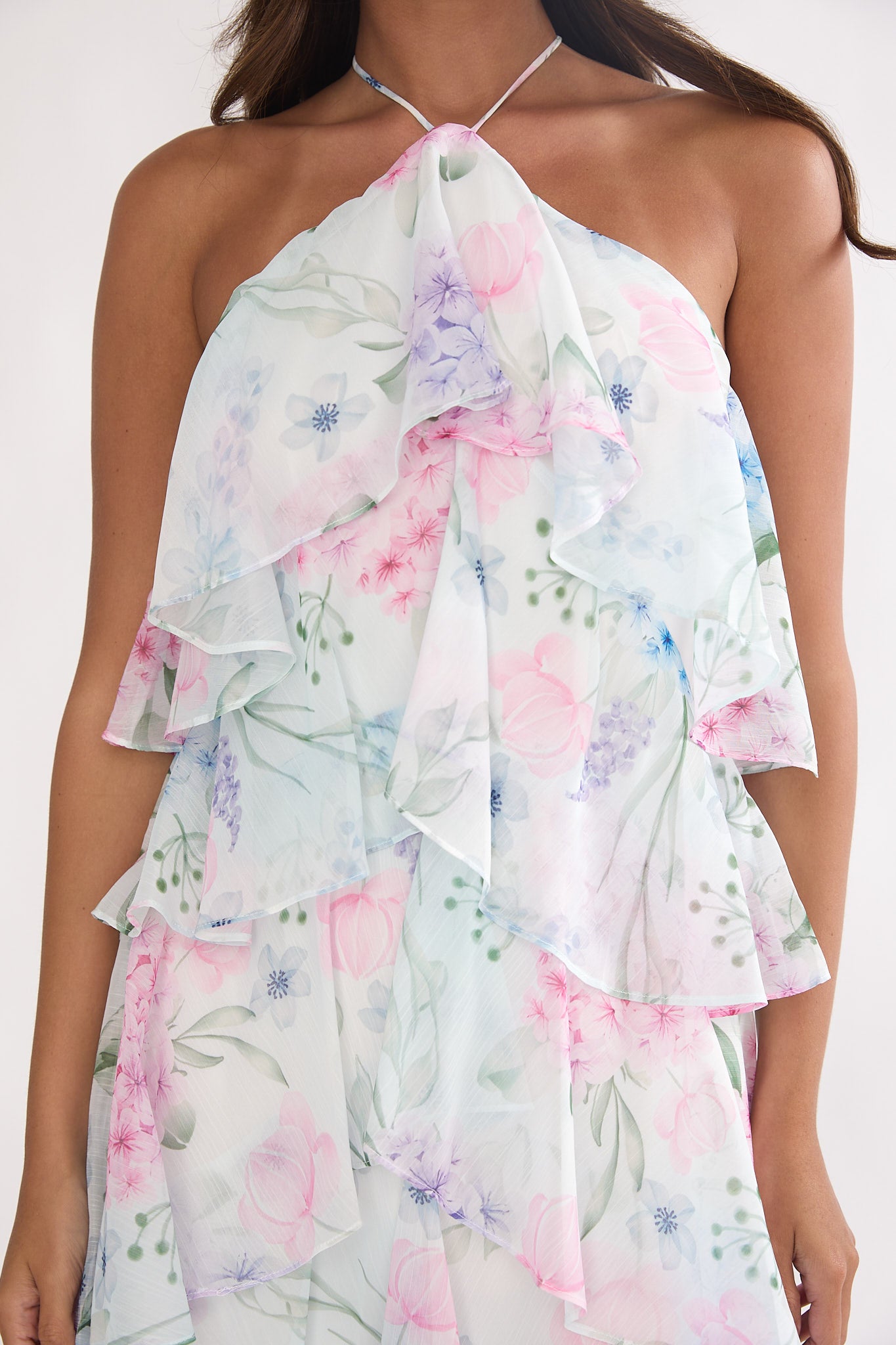Darylyn Tiered Ruffle Maxi Dress Hydrangea Blue by Selfie Leslie