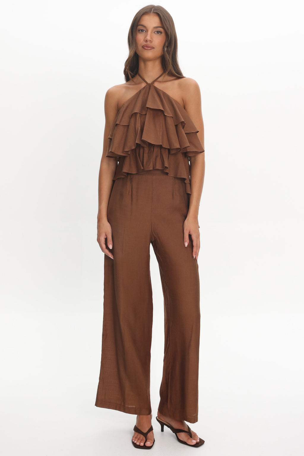 Darylyn Tiered Ruffle Top Chocolate