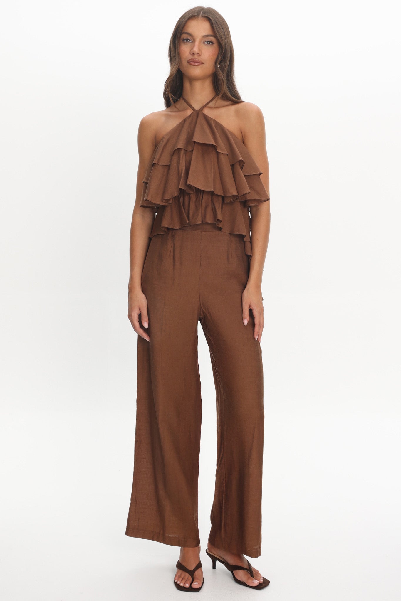Darylyn Tiered Ruffle Top Chocolate