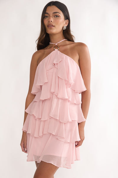 Darylyn Tiered Ruffle Mini Dress Pink | Selfie Leslie