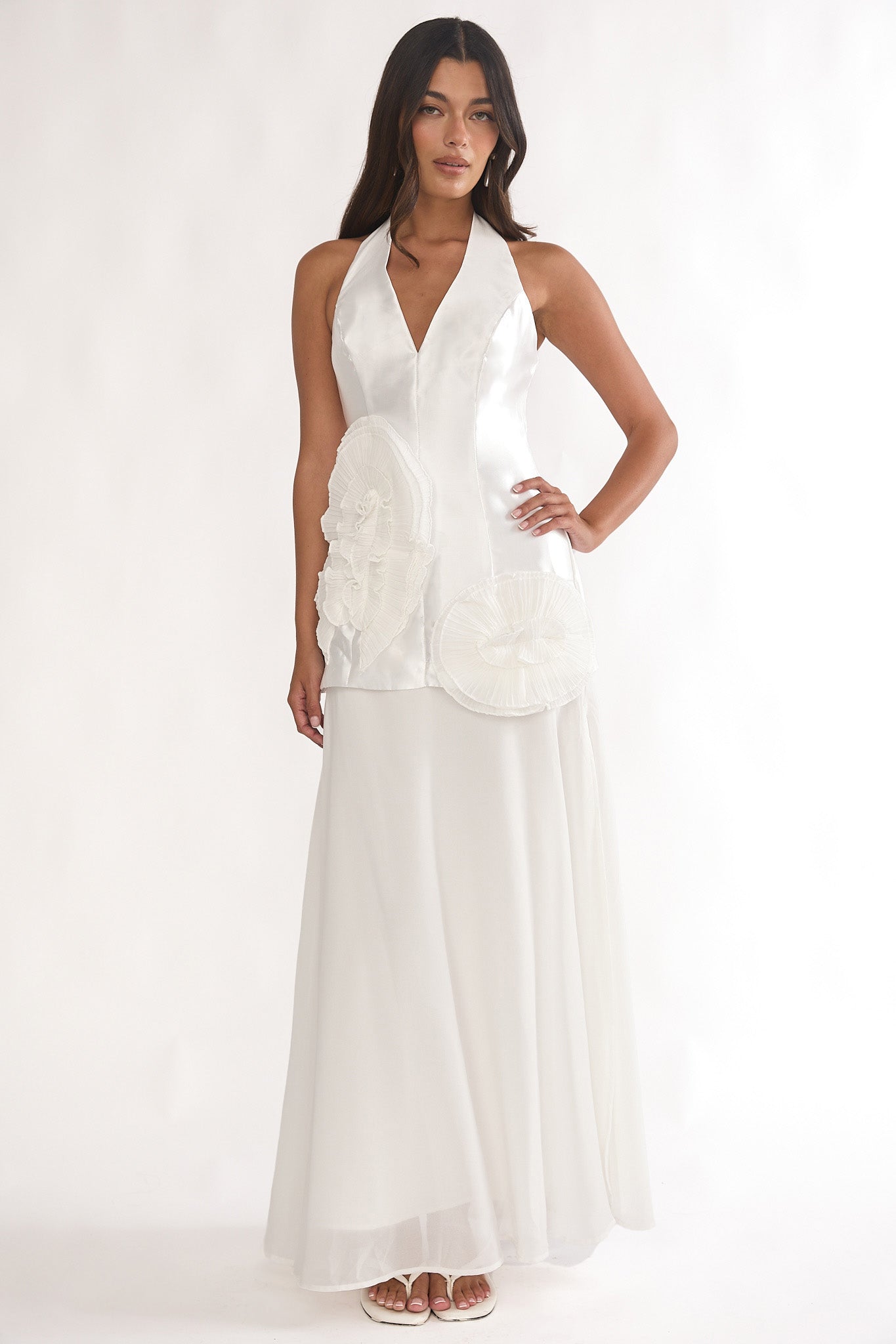 ruffle halter dress AQUA BLUE Beach Weddings Backless Ruffle Halter Dress S