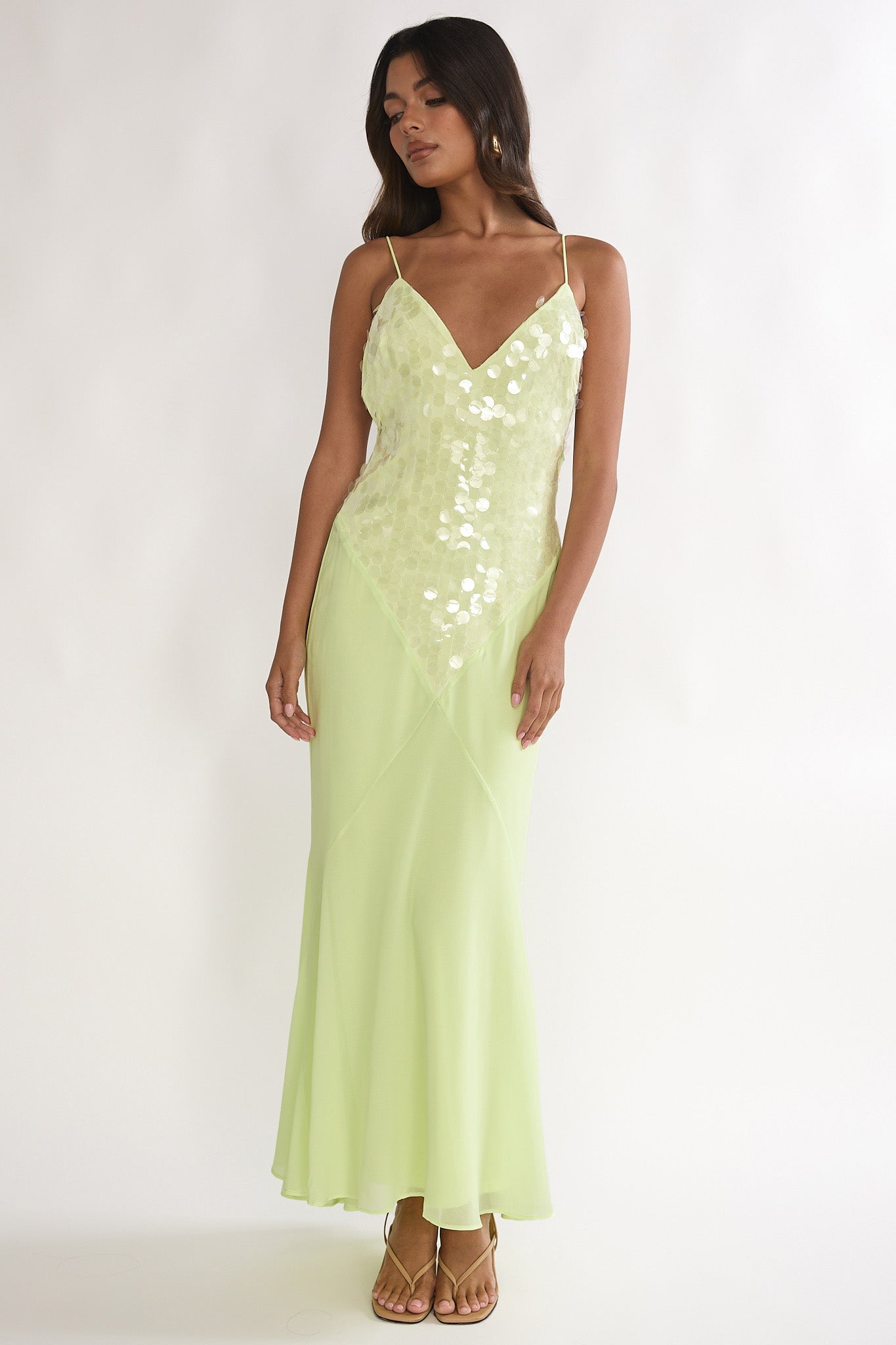 Meranda V-Neck Maxi Dress Sequin Yellow | Selfie Leslie Meranda V-Neck Maxi Dress Sequin Yellow | Selfie Leslie