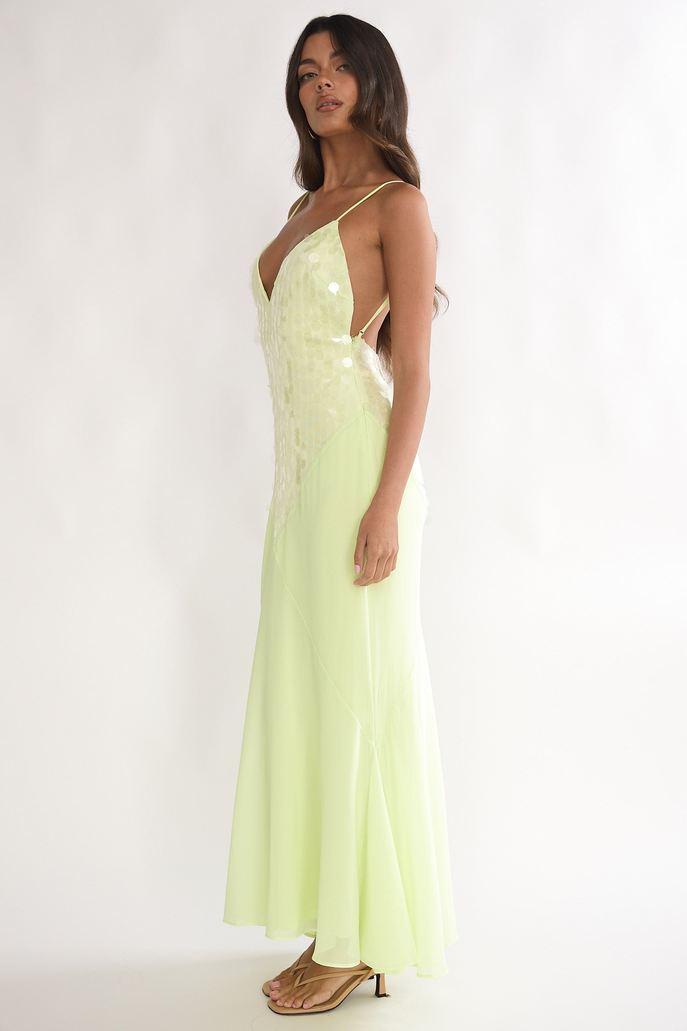 selfie leslie yellow dress Meranda V-Neck Maxi Dress Sequin Yellow