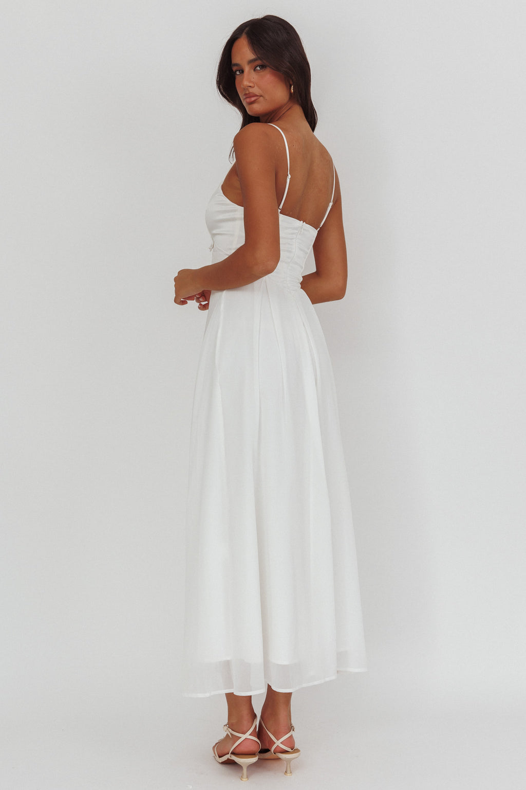 Lora Cami Strap Butterfly Dress White by Selfie Leslie