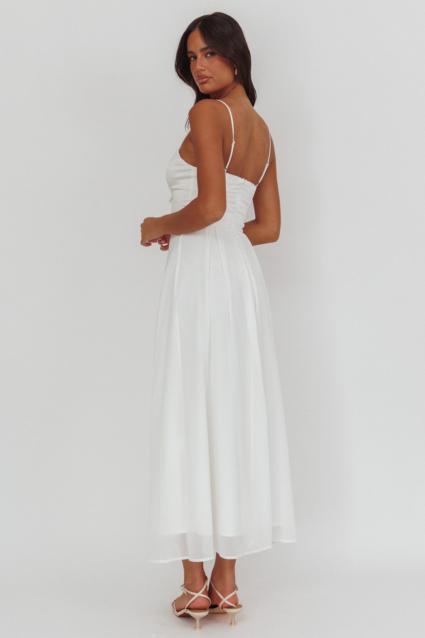 Lora Cami Strap Butterfly Dress White by Selfie Leslie