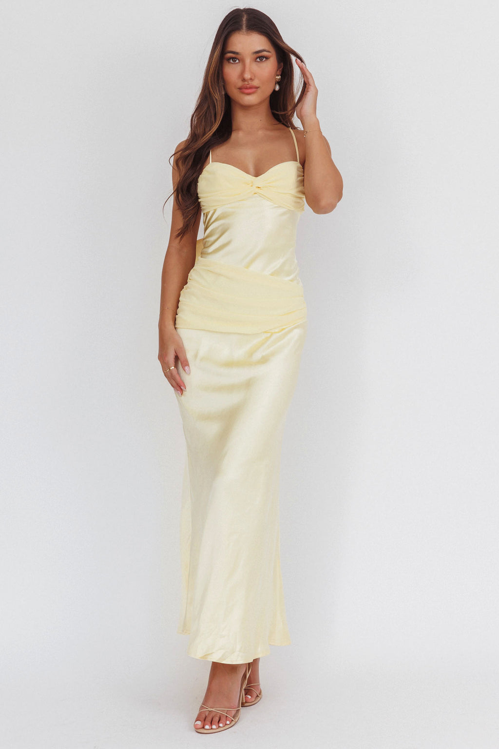 Arizona Sunset Criss-Cross Bow Back Dress Yellow by Selfie Leslie