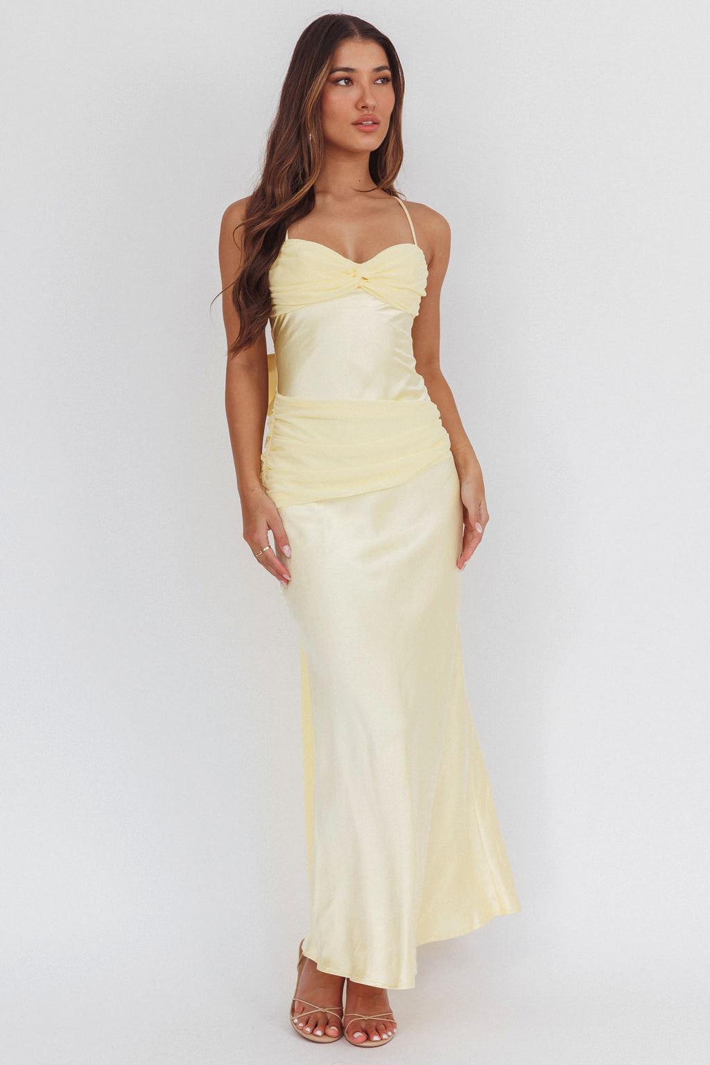 Arizona Sunset Criss-Cross Bow Back Dress Yellow by Selfie Leslie