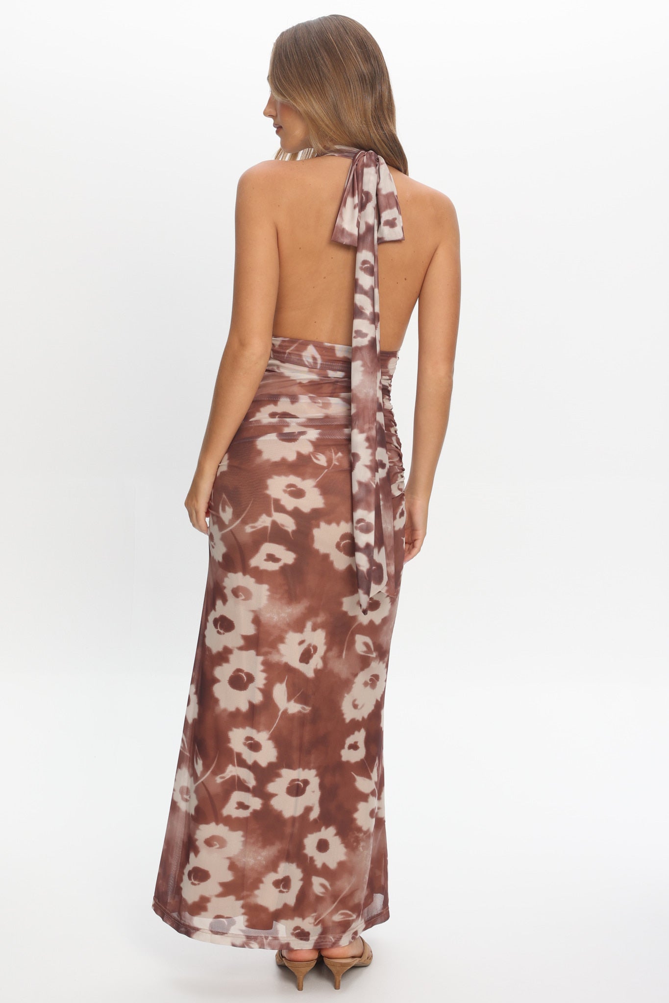 brown halterneck maxi dress Soleil Halter Neck Maxi Dress