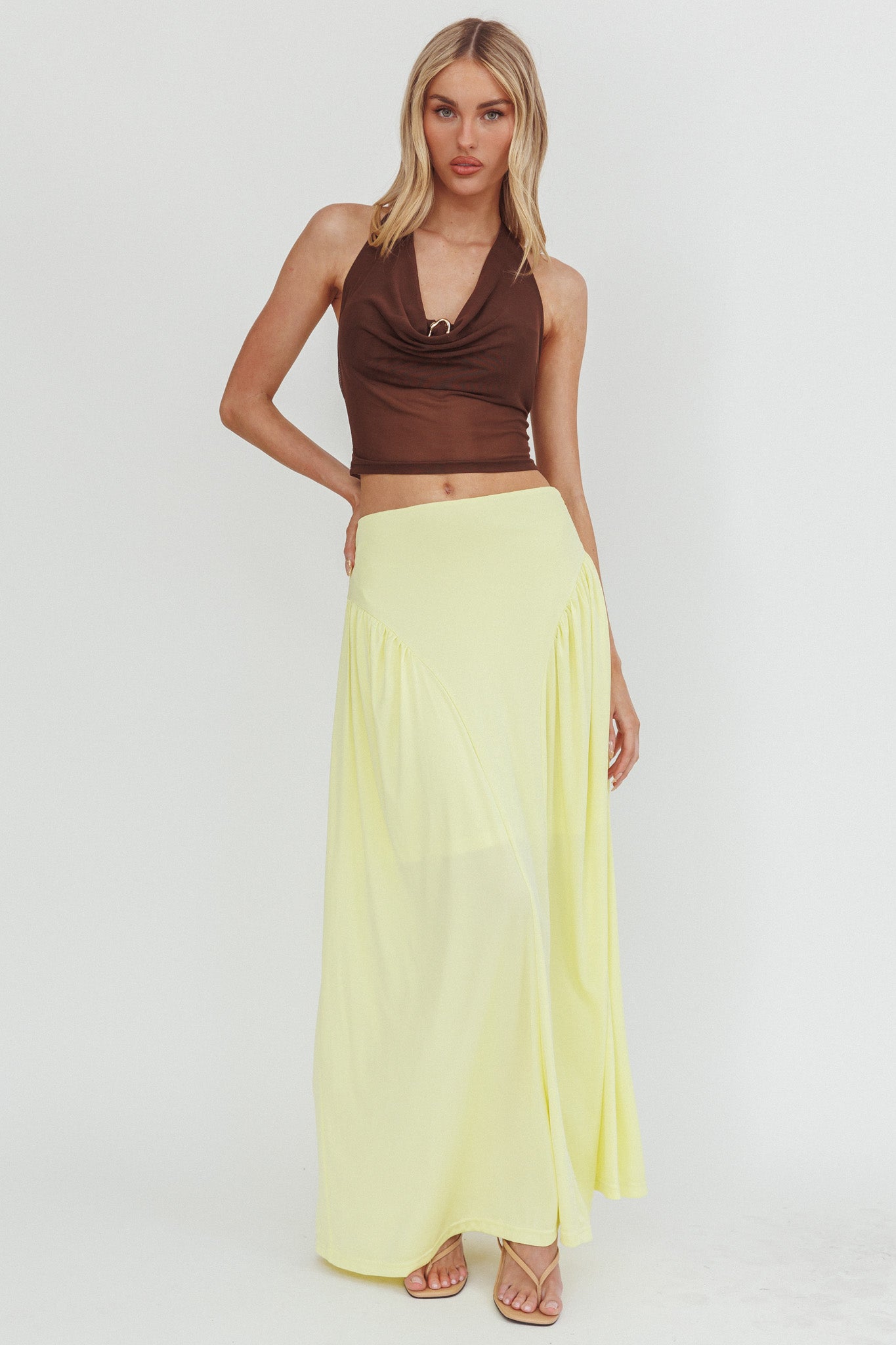 Daysun Gathered Panel Maxi Skirt Butter by Selfie Leslie