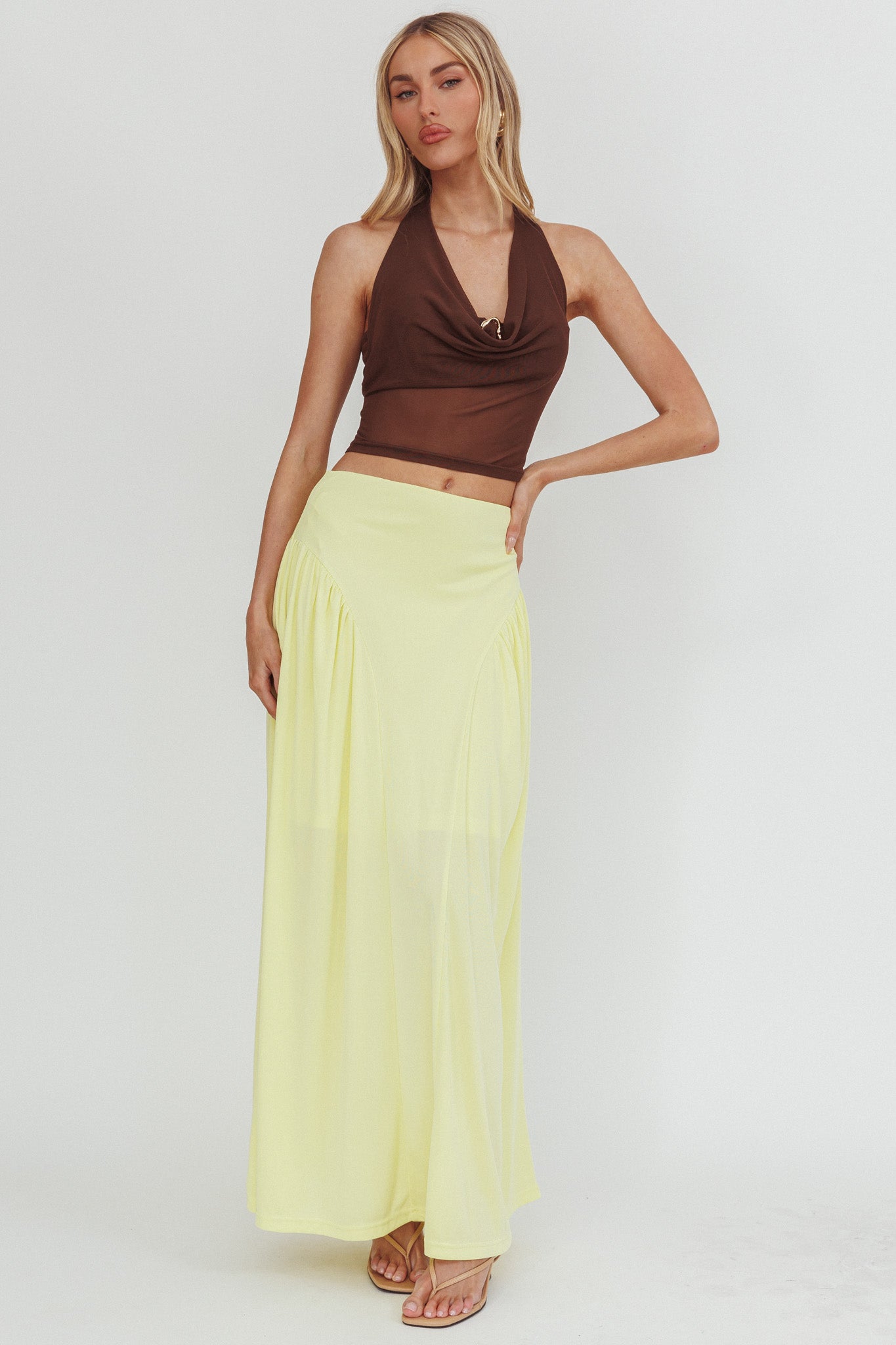 Daysun Gathered Panel Maxi Skirt Butter by Selfie Leslie