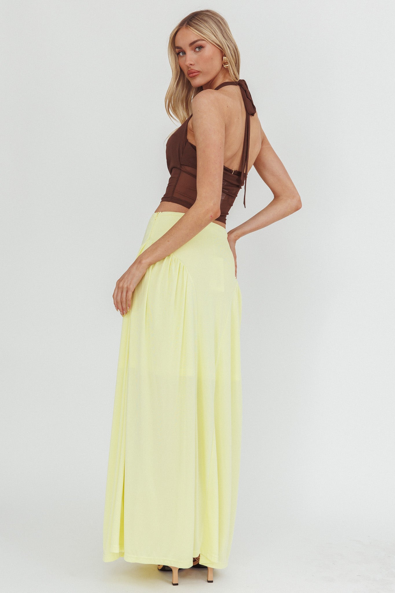 Daysun Gathered Panel Maxi Skirt Butter by Selfie Leslie