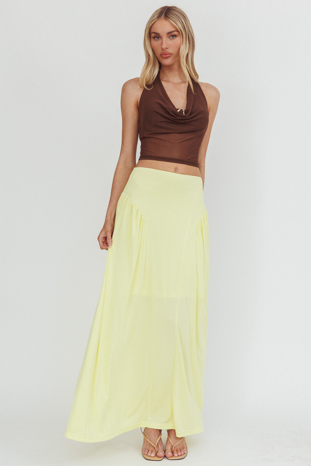 Daysun Gathered Panel Maxi Skirt Butter by Selfie Leslie