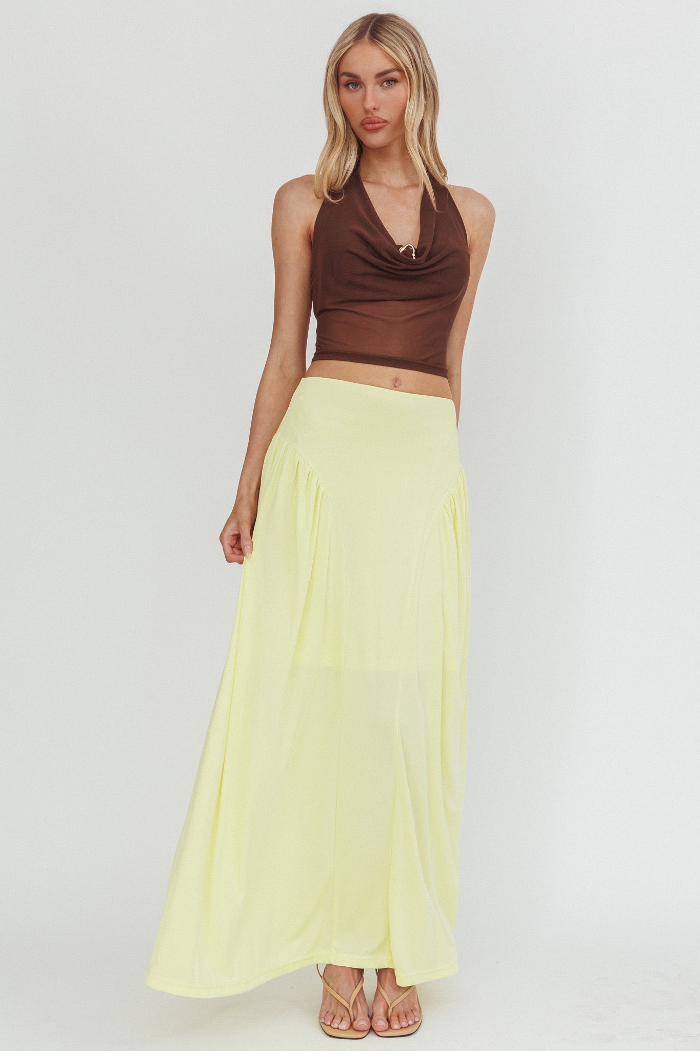 Daysun Gathered Panel Maxi Skirt Butter by Selfie Leslie