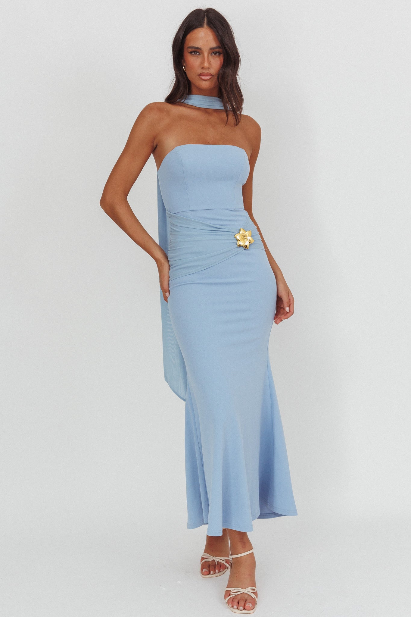 Jeramia Strapless Brooch Maxi Dress Blue | Selfie Leslie Jeramia Strapless Brooch Maxi Dress Blue | Selfie Leslie