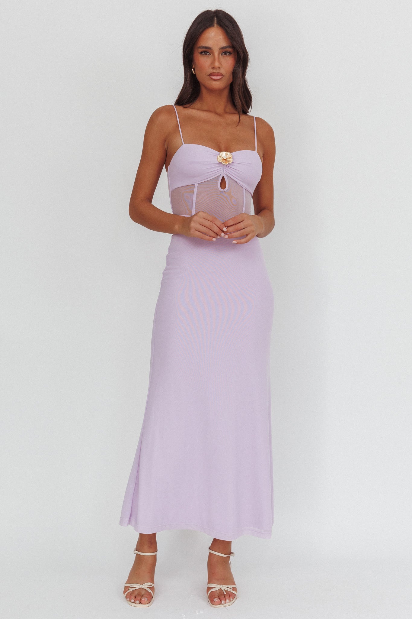 Such A Libra Sheer Bodice Maxi Dress Lilac by Selfie Leslie
