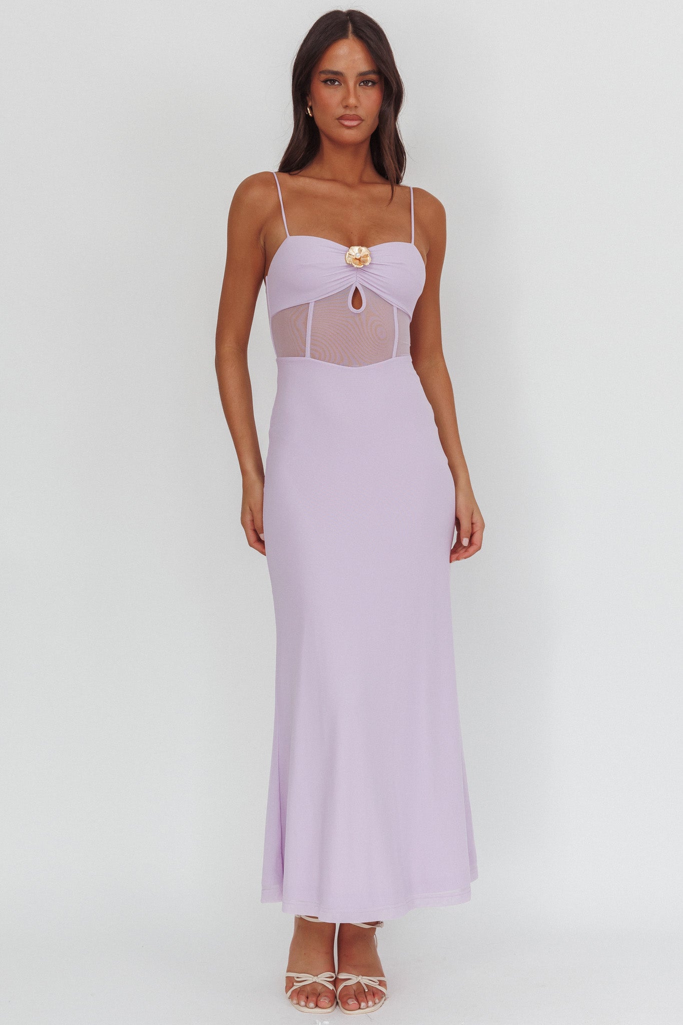 Shop the Such A Libra Sheer Bodice Maxi Dress Lilac