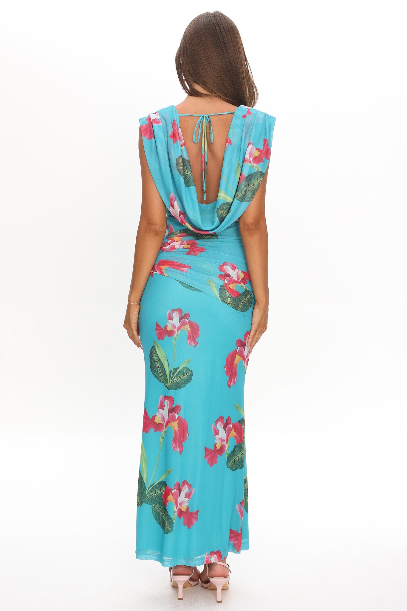 Virgo Season Draped Shoulder Maxi Dress Floral by Selfie Leslie