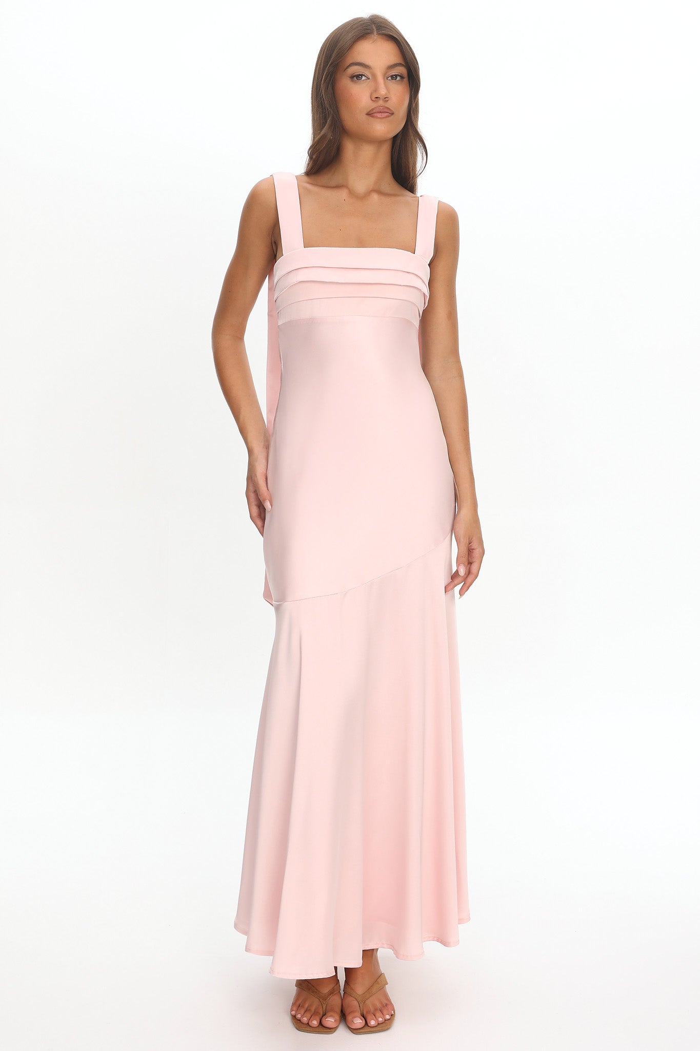 famous pink maxi dress Second Glances Pleat bust Maxi Dress Pink