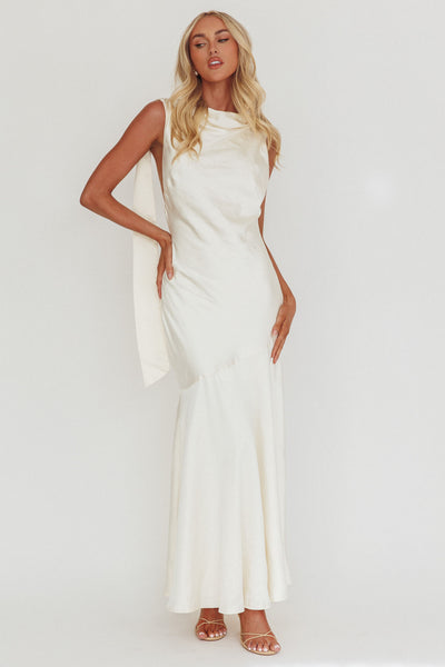 Second Glances Cowl Neck Backless Maxi Dress Cream - XS Second Glances Cowl Neck Backless Maxi Dress Cream - XS