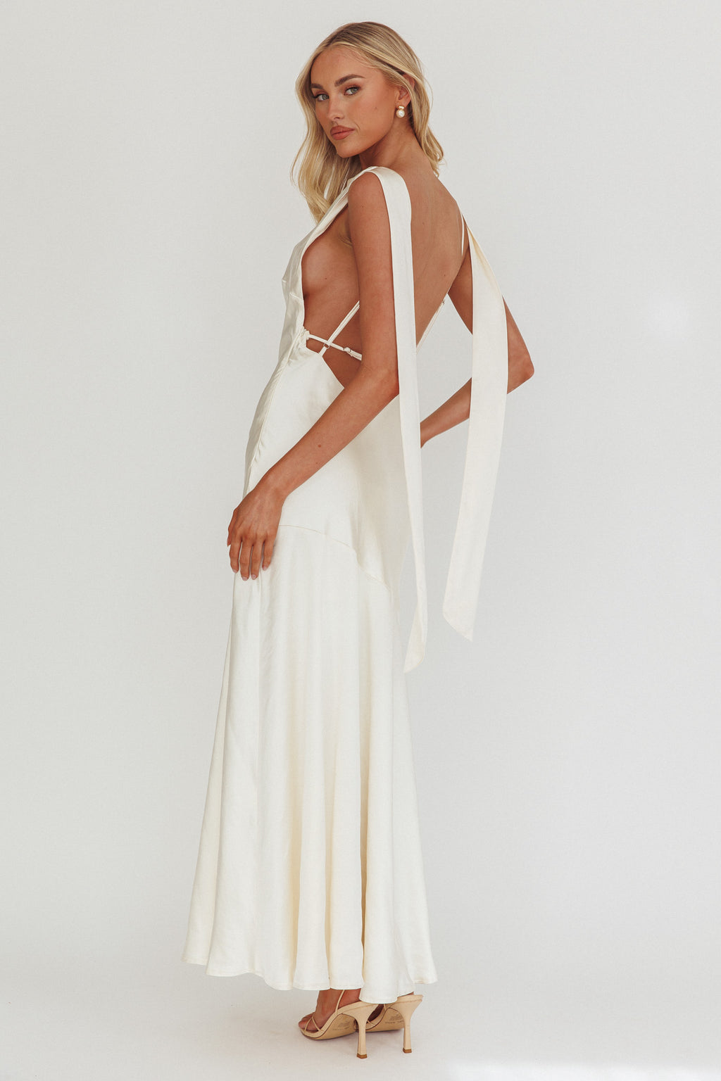 Backless Dress Cowl Neck Pencil Dress Francoise White Cowl Neck Backless Maxi Dress With Lace Insert Backless Dress Cowl Neck Pencil Dress Francoise White Cowl Neck Backless Maxi Dress With Lace Insert