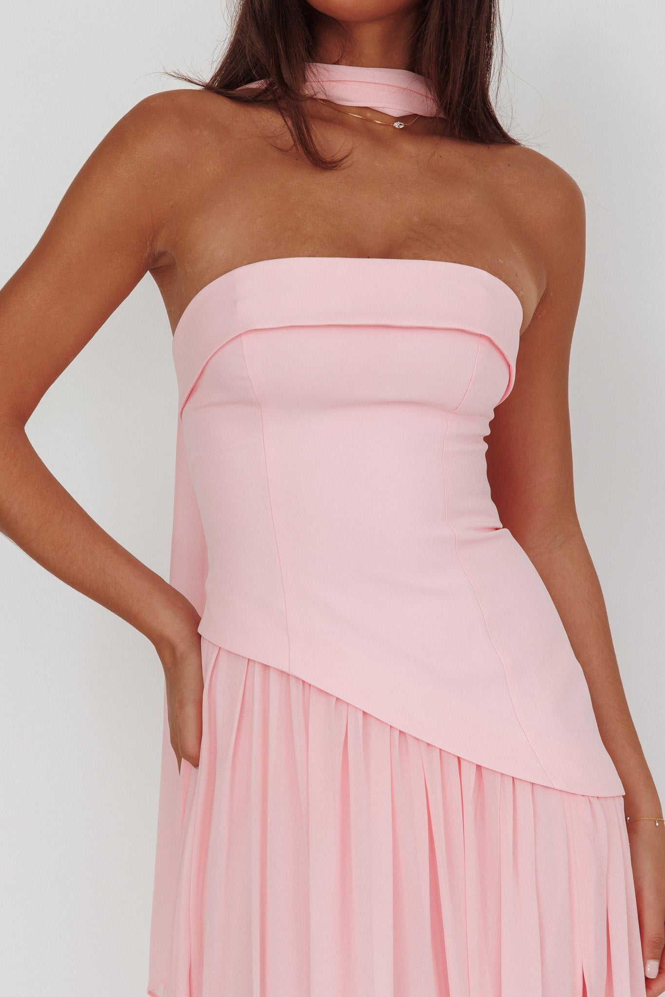 Mariabella Asymmetric Bodice Maxi Dress Pink | Selfie Leslie Mariabella Asymmetric Bodice Maxi Dress Pink | Selfie Leslie