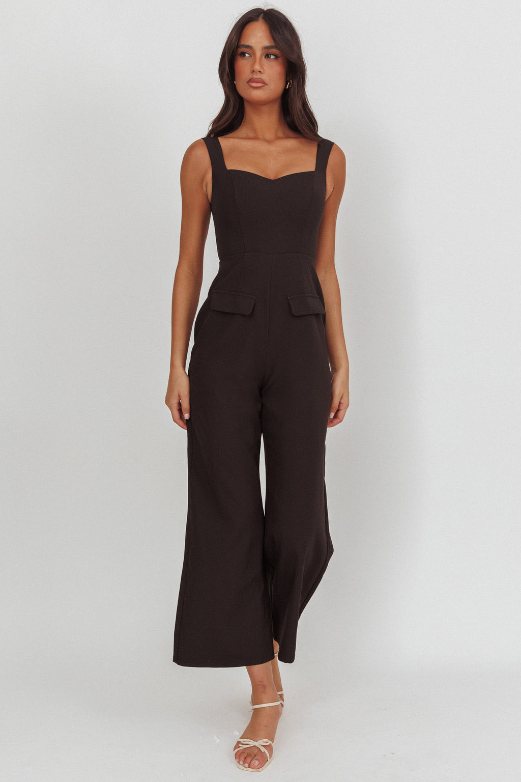 Atheena Faux Pocket Jumpsuit Black by Selfie Leslie