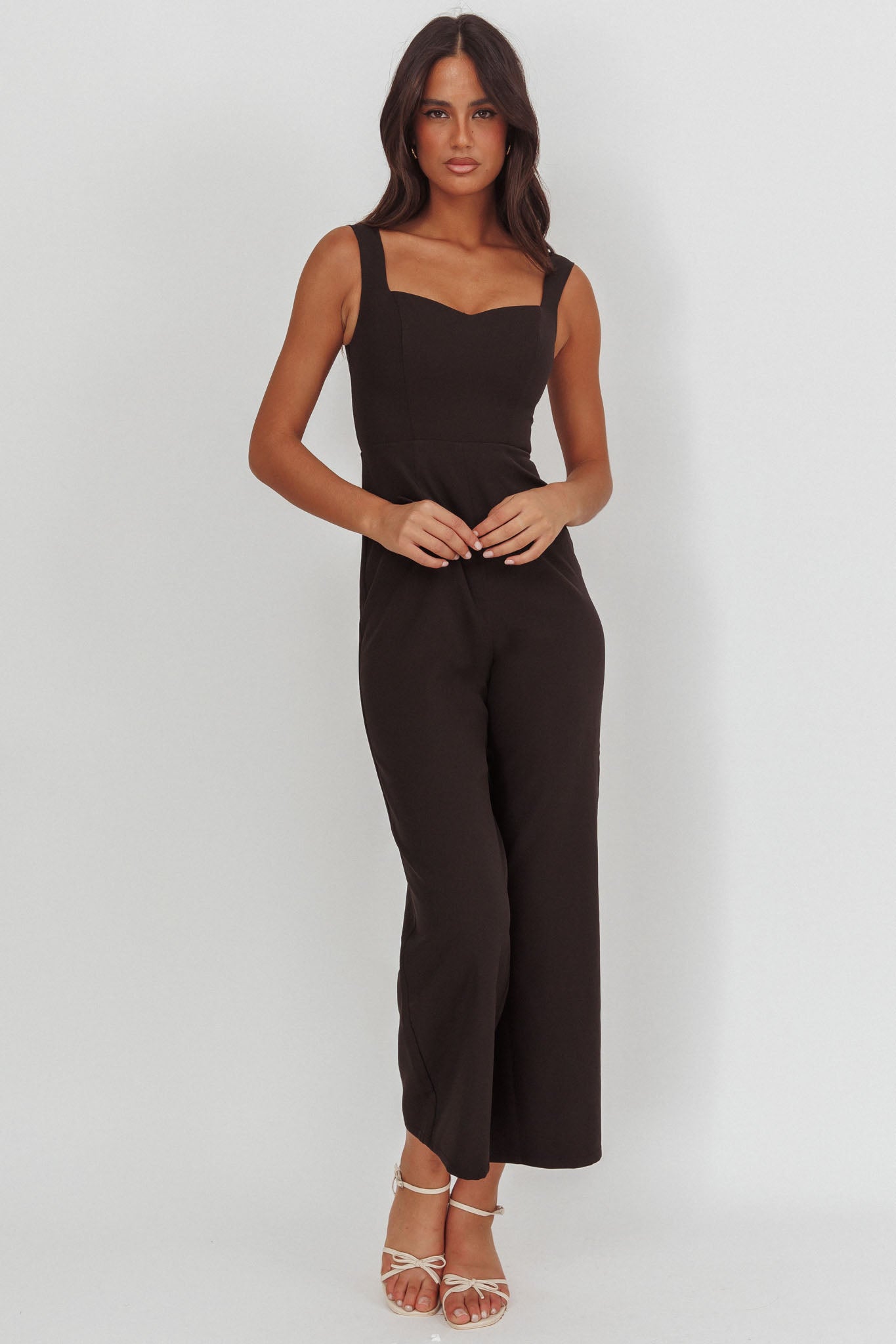 Atheena Faux Pocket Jumpsuit Black | Selfie Leslie