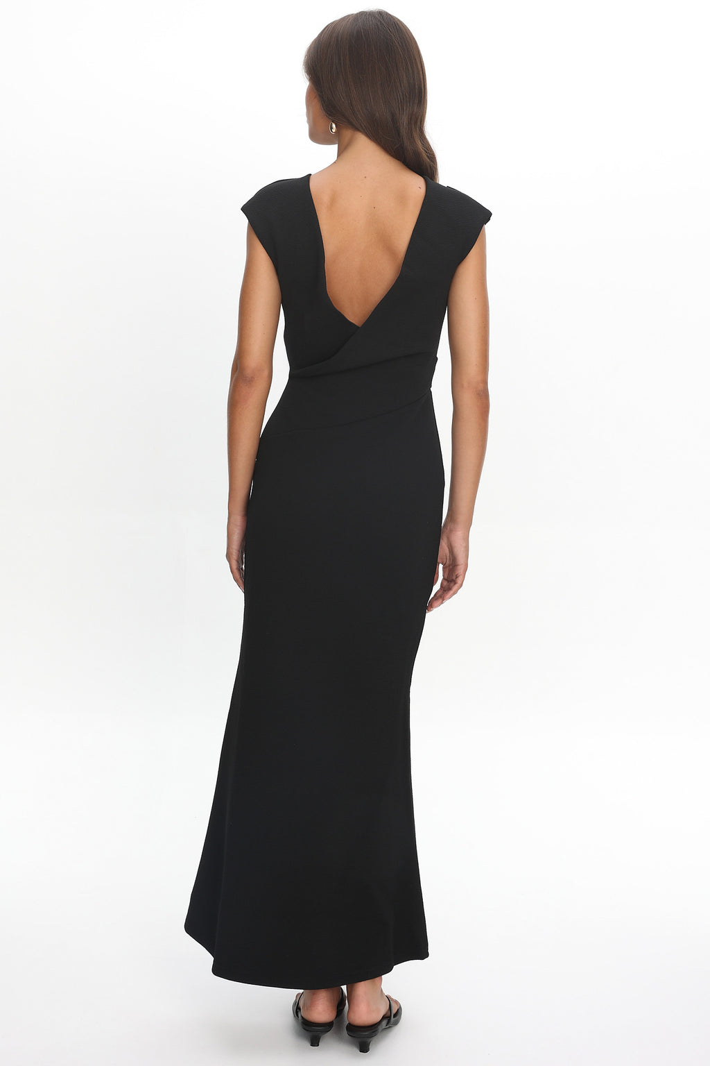 Zarae Cap Sleeve Surplice Back Maxi Dress Black