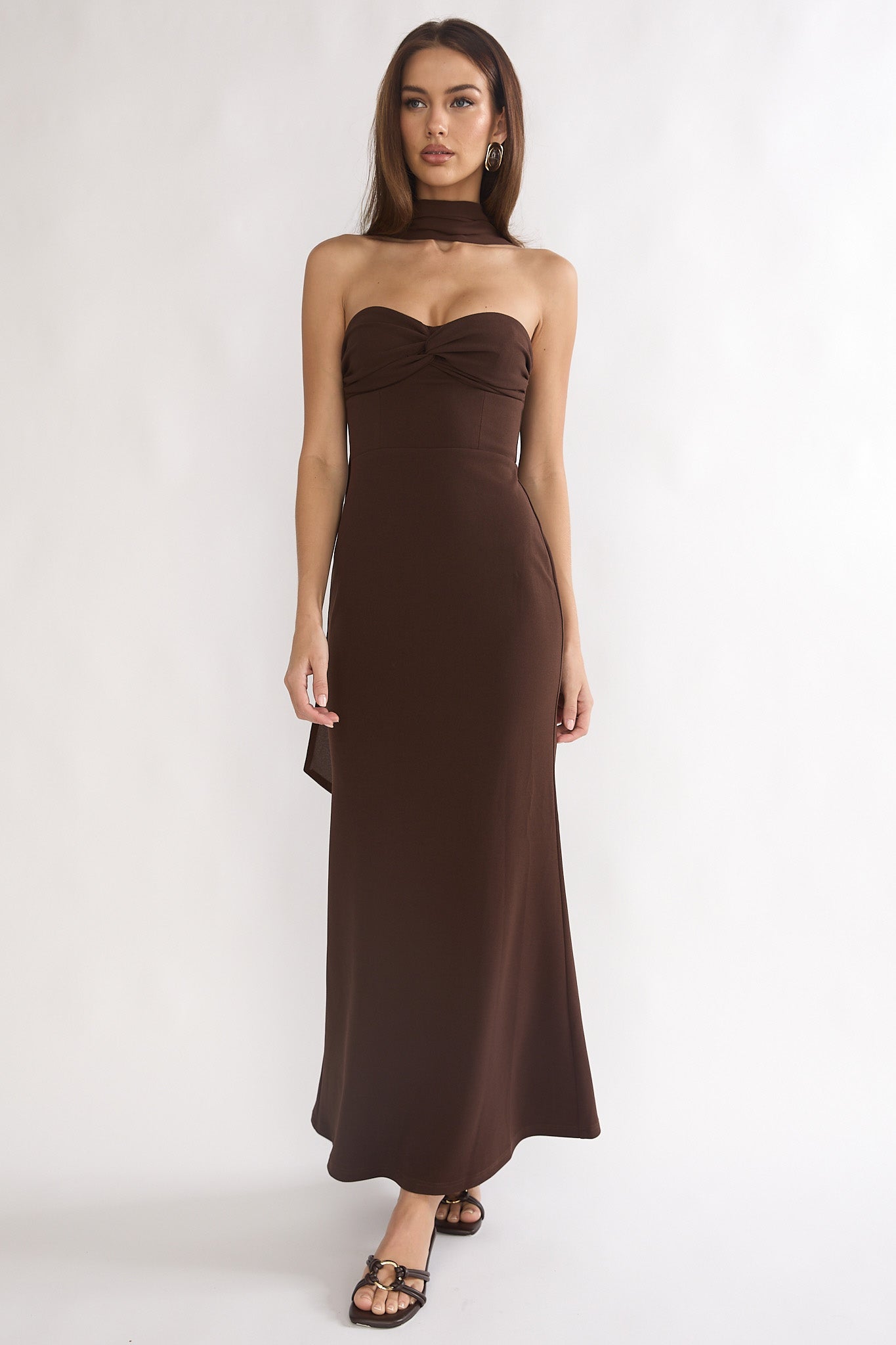 Of The Night Twist Bust Maxi Dress Chocolate - XL Of The Night Twist Bust Maxi Dress Chocolate - XL