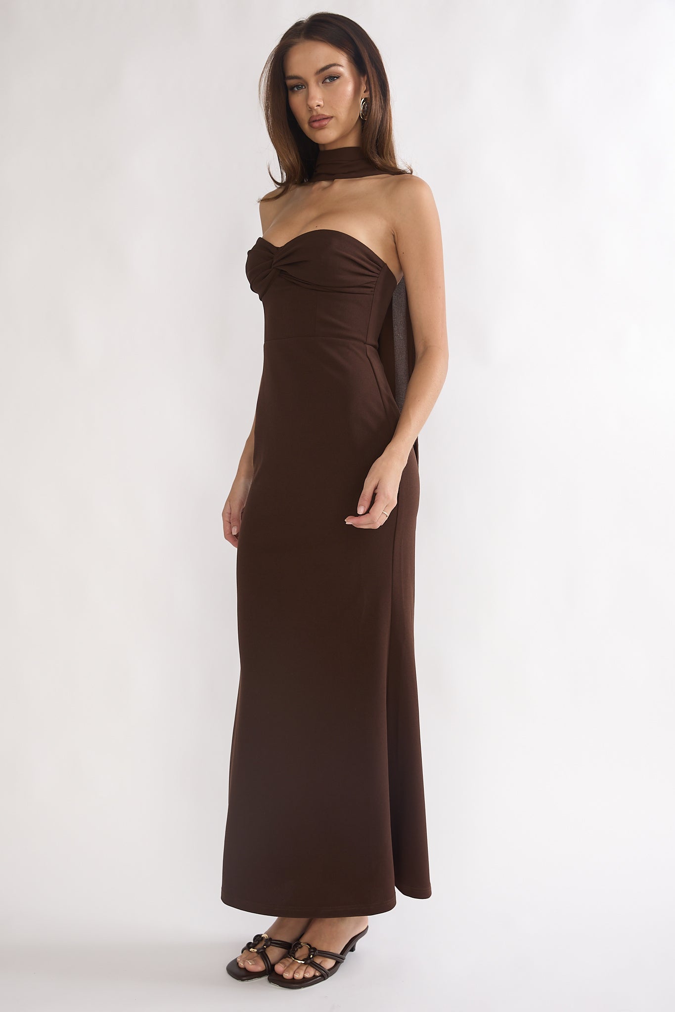 maxi dress chocolate brown Of The Night Twist Bust Maxi Dress Chocolate