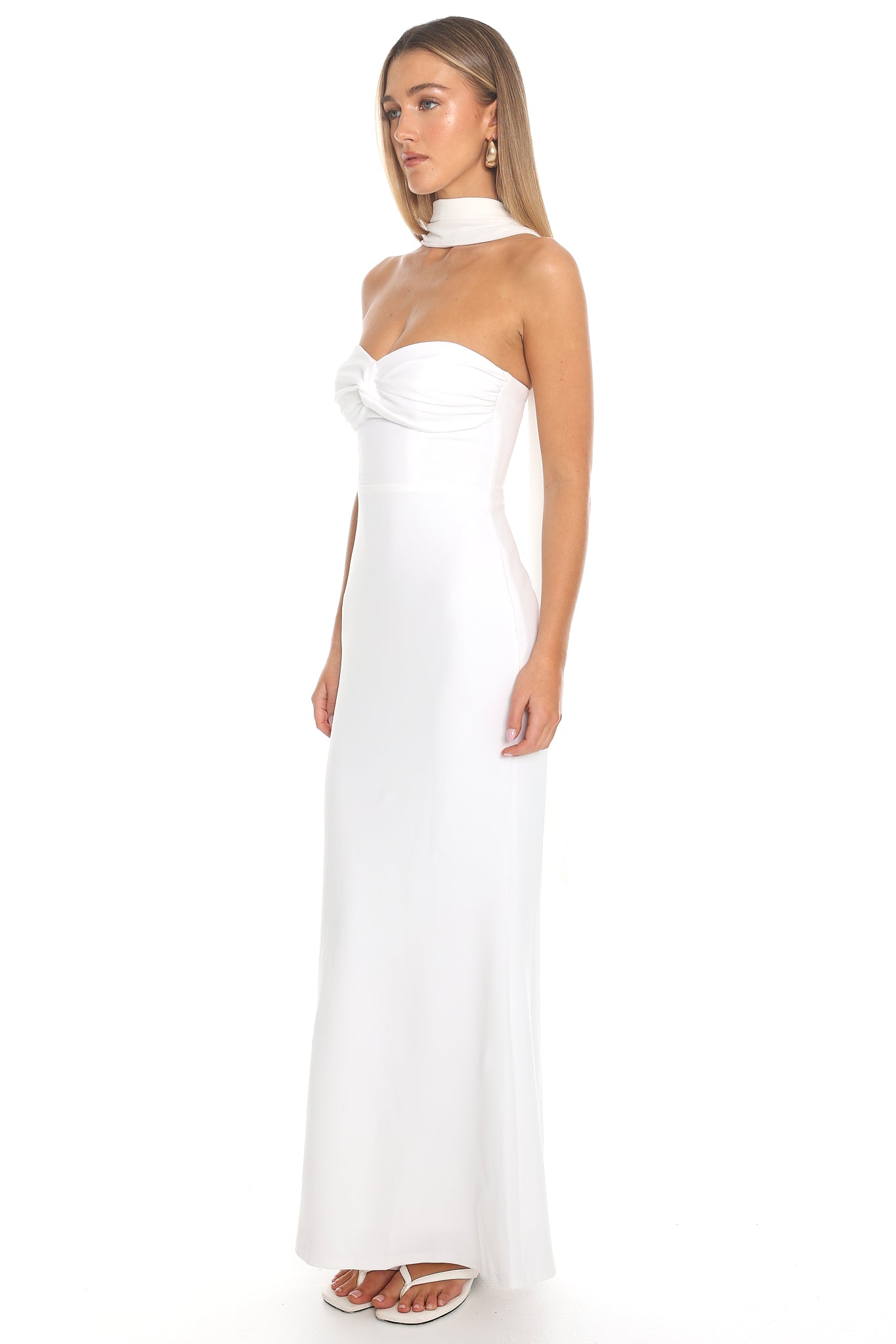 Of The Night Twist Bust Maxi Dress White