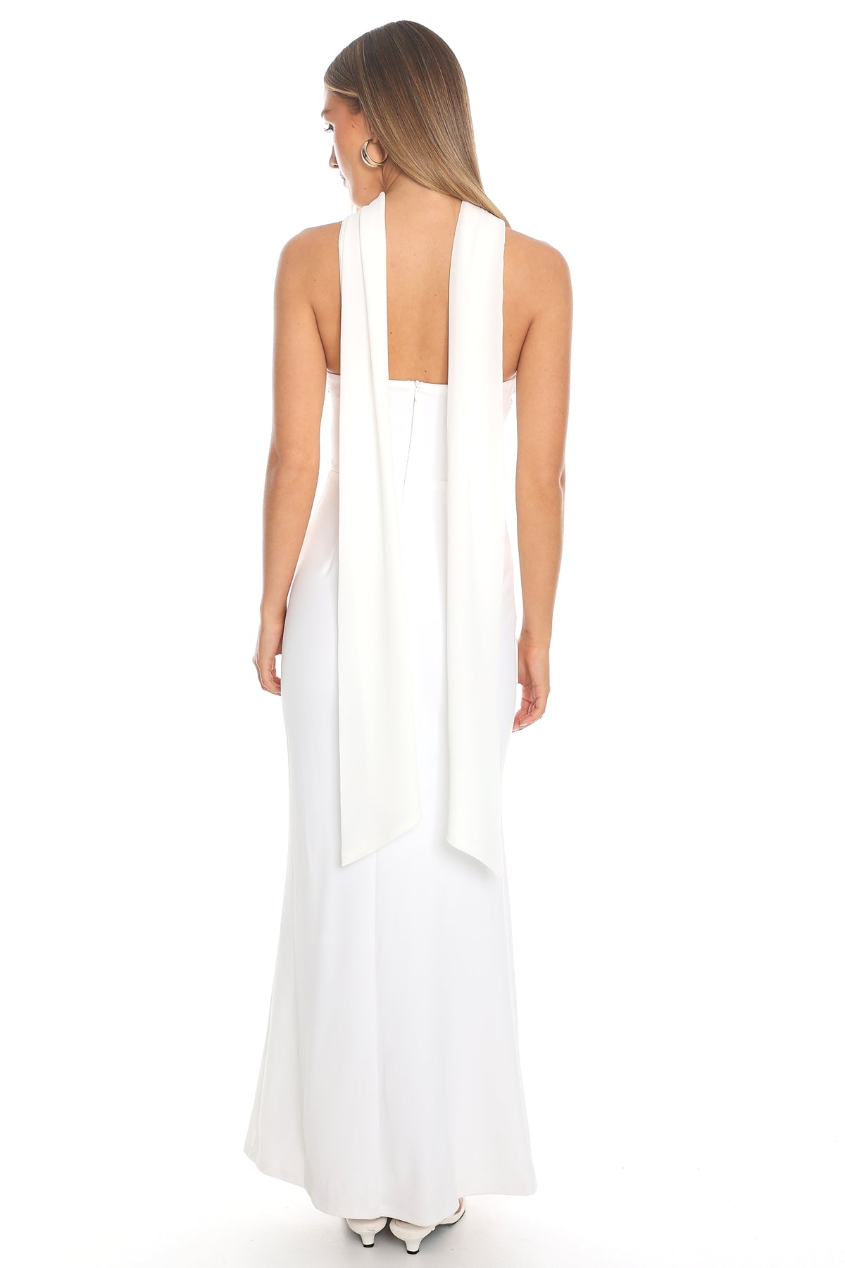 Of The Night Twist Bust Maxi Dress White by Selfie Leslie