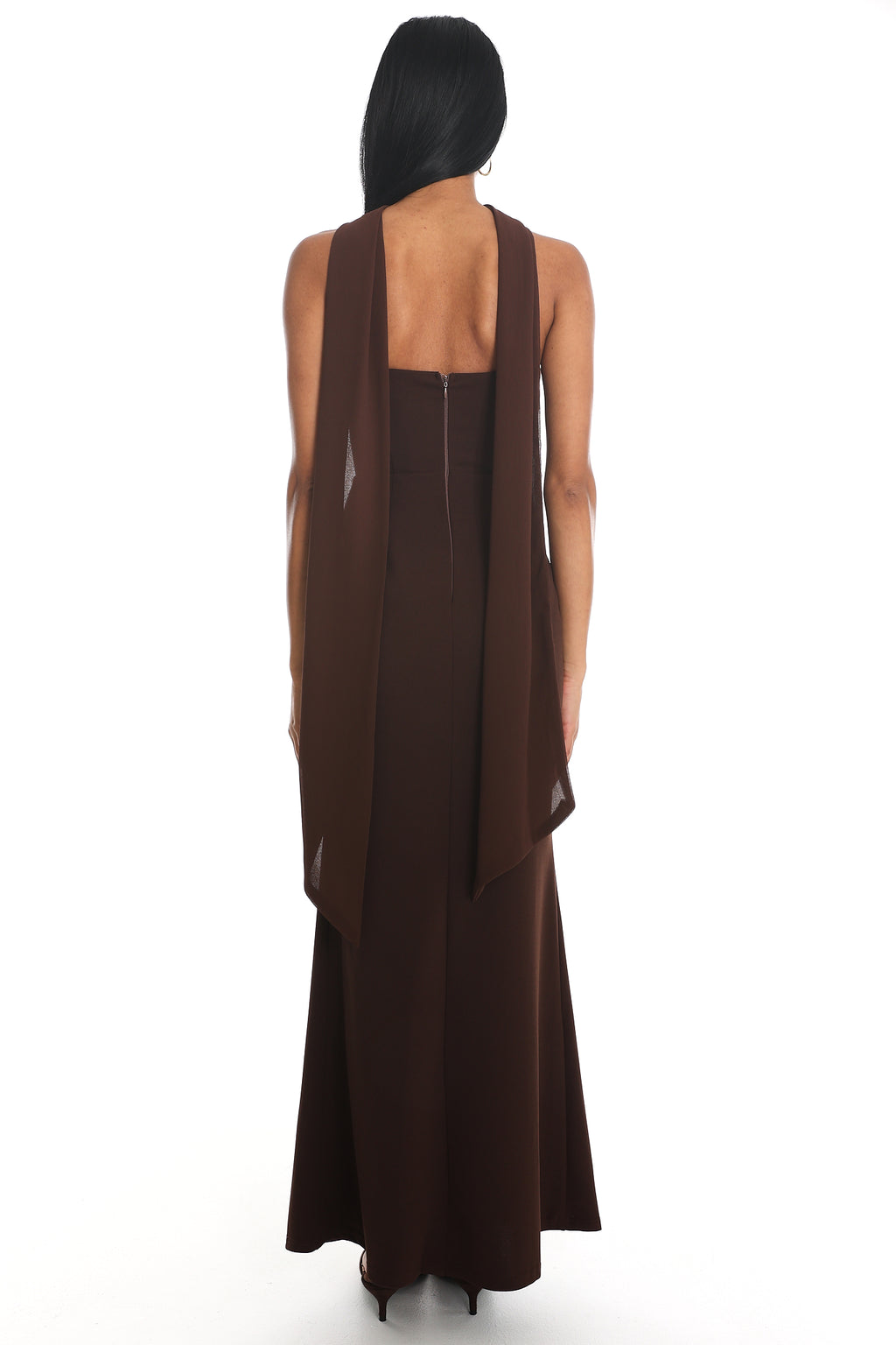 Of The Night Twist Bust Maxi Dress Chocolate by Selfie Leslie